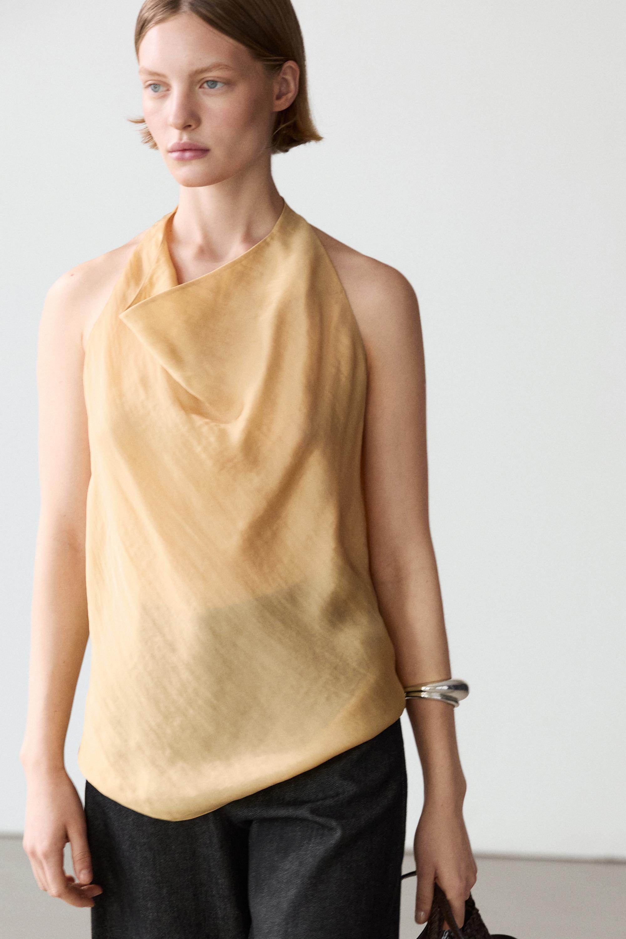Flowing top with cowl neckline